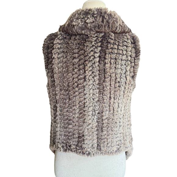 Bagatelle Draped Open Front Faux Fur Vest Women’s M Gray Animal Print Mob Wife - Picture 3 of 9